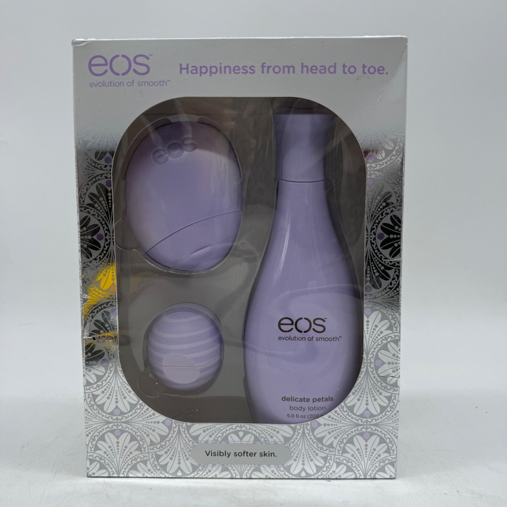 EOS Gift Set Delicate Petals Body Hand Lotion Blackberry Nectar Lip Balm New